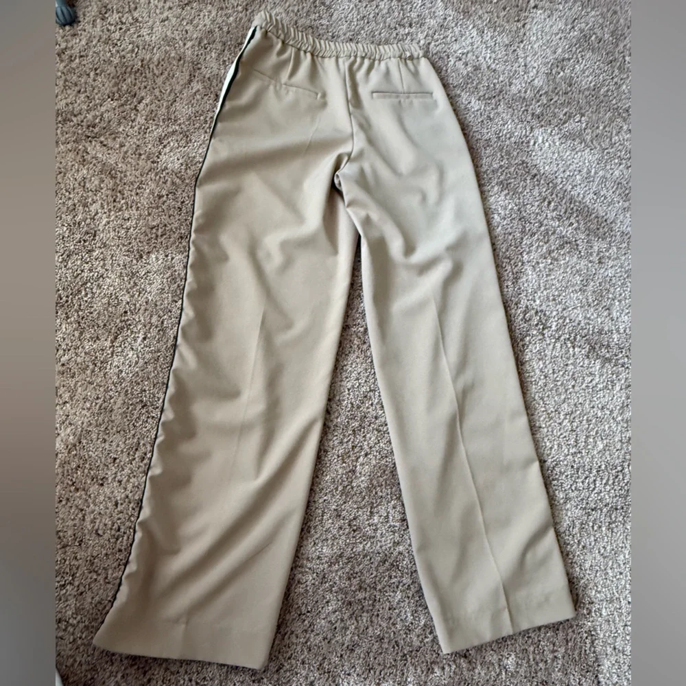 Zara Beige Track Joggers with Contrasting Side Stripe